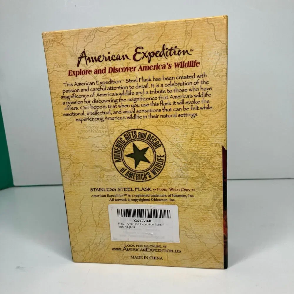 American Expedition Hip Flask Alligator Stainless Steel No Funnel